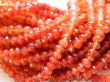 4mm Carnelian Shaded Micro Faceted Rondelles, Orange Carnelian Rondelle, Faceted