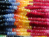 3-4mm Multi Gem Faceted Rondelle, Ruby, Emerald, Sapphire Faceted Rondelle