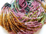 2.5mm Multi Tourmaline Faceted Rondelle Beads, 13 Inches Multi Tourmaline