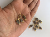 6-7mm Brown Raw Diamond Single Loop Connectors, 925 Silver Gold Polished