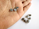 7-8mm Gray Rough Diamond Single Loop Connectors, 925 Silver Connectors