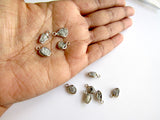 7-8mm White Rough Diamond Single Loop Connectors, 925 Silver Rough Diamond