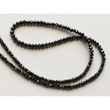 2mm To 3.5mm Black Sparkling Faceted Rondelle Diamond Bead For Jewelry (4IN-8IN)