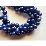 5mm-8mm Lapis Lazuli Plain Round Beads, Blue Lapis Smooth Plain Rondelles Beads