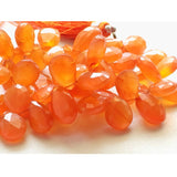 8x10-10x12 mm Carnelian Faceted Pear For Jewelry, Juicy Orange Beads, Briolette