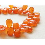 8x10-10x12 mm Carnelian Faceted Pear For Jewelry, Juicy Orange Beads, Briolette