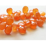 8x10-10x12 mm Carnelian Faceted Pear For Jewelry, Juicy Orange Beads, Briolette