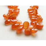 8x10-10x12 mm Carnelian Faceted Pear For Jewelry, Juicy Orange Beads, Briolette