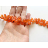 8x10-10x12 mm Carnelian Faceted Pear For Jewelry, Juicy Orange Beads, Briolette