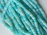 7-8mm Peru Opal Plain Spacer Beads, Blue Opal Plain Wheels Beads, Peru Blue