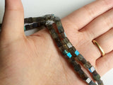 4 mm Labradorite Plain Box Beads, Natural Labradorite Cube Beads, Labradorite