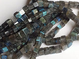 4 mm Labradorite Plain Box Beads, Natural Labradorite Cube Beads, Labradorite