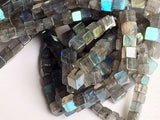 4 mm Labradorite Plain Box Beads, Natural Labradorite Cube Beads, Labradorite