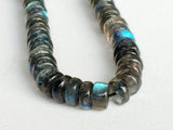 6mm Labradorite Plain Rondelle Beads, Blue Fire Gem Stone, Flashy Blue Tyre