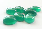 12x16- 16x20mm Green Onyx Plain Oval Flat Back Plain Cabochons 12 Pieces