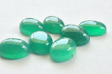 12x16- 16x20mm Green Onyx Plain Oval Flat Back Plain Cabochons 12 Pieces