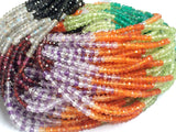 3.5mm To 4mm Multi Gemstone Faceted Rondelle Beads, Multi Gemstone For Necklace