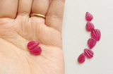 11x9mm To 13x10mm Ruby Carving Pear, Glass Filled Ruby Hand Carved