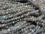 3-3.5mm Labradorite Faceted Rondelle Beads, 13 Inch Natural Labradorite Faceted