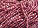 2mm Rhodolite Garnet Faceted Rondelle Beads, Pink Garnet Stone, Garnet Faceted