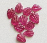 11x9mm To 13x10mm Ruby Carving Pear, Glass Filled Ruby Hand Carved