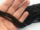 3.5mm Black Tourmaline Beads, Black Tourmaline Plain Rondelles, Smooth Black