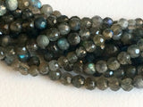 3-3.5mm Labradorite Faceted Round Bead, 13 Inch Natural Labradorite Faceted Ball