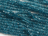 3.5-4 mm London Blue Topaz Coated Quartz Micro Faceted Rondelle Beads