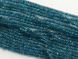 3.5-4 mm London Blue Topaz Coated Quartz Micro Faceted Rondelle Beads