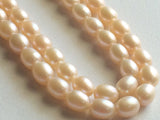 8x6mm Natural Pearls, Natural Fresh Water Rice Pearls, Peach Color Pearls