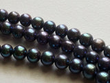 6-7mm Peacock Purple Green Pearls, Natural Fresh Water Round Pearls, Natural