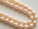 5x6mm Natural Pearls, Natural Fresh Water Rice Pearls, Peach Color Pearls