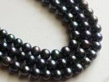 6-7mm Peacock Purple Green Pearls, Natural Fresh Water Round Pearls, Natural