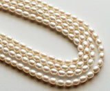 6.5mmx5.5mm Natural Pearls, Natural Fresh Water Rice Pearls, Ivory Color Pearls