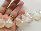 19x24 mm White Chalcedony Faceted Pear, White Chalcedony Briolette Beads, White