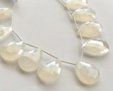 19x24 mm White Chalcedony Faceted Pear, White Chalcedony Briolette Beads, White