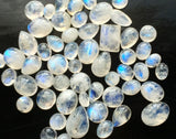 8-15mm Rainbow Moonstone Plain Flat Back Cabochons, Rainbow Moonstone Mixed