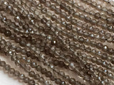 3-4mm Smoky Quartz Faceted Rondelle Beads, Smoky Quartz Micro Faceted Rondelles