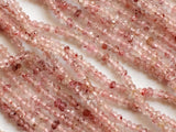 3.5-4mm Strawberry Quartz Faceted Rondelle Beads, Pink Strawberry Quartz Beads