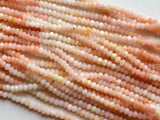 4-4.5mm Pink Opal Shaded Micro Faceted Rondelle Beads, Pink Opal Faceted Beads