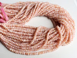 4-4.5mm Pink Opal Micro Faceted Rondelle Beads, Pink Opal Faceted Beads, 13 Inch