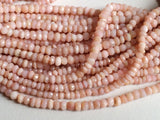 4-4.5mm Pink Opal Micro Faceted Rondelle Beads, Pink Opal Faceted Beads, 13 Inch