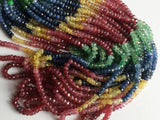 3-4mm Multi Gem Faceted Rondelle, Ruby, Emerald, Sapphire Faceted Rondelle
