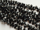 7x10 mm Black Onyx Faceted Pear Shaped Briolette, Black Onyx Faceted Pear, Black