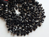 7x10 mm Black Onyx Faceted Pear Shaped Briolette, Black Onyx Faceted Pear, Black