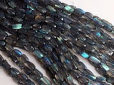 7 mm Labradorite Faceted Small Pipe Beads, Labradorite Flashy Blue Fire Gemstone