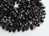 7x10 mm Black Onyx Faceted Pear Shaped Briolette, Black Onyx Faceted Pear, Black