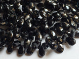 7x10 mm Black Onyx Faceted Pear Shaped Briolette, Black Onyx Faceted Pear, Black