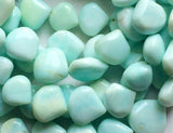 11-12mm Blue Opal Plain Heart Beads, Blue Opal Plain Heart Straight Drilled Bead