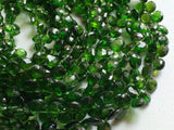 5mm Green Diopside Faceted Heart Beads, Chrome Diopside, Green Tourmaline Heart